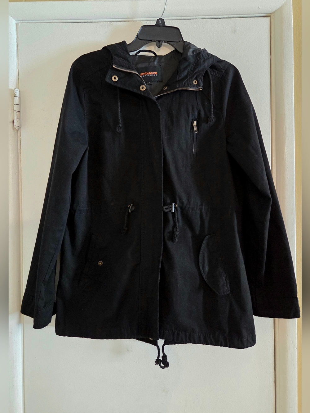 Ambiance Black Hooded Utility Outwear  Jacket